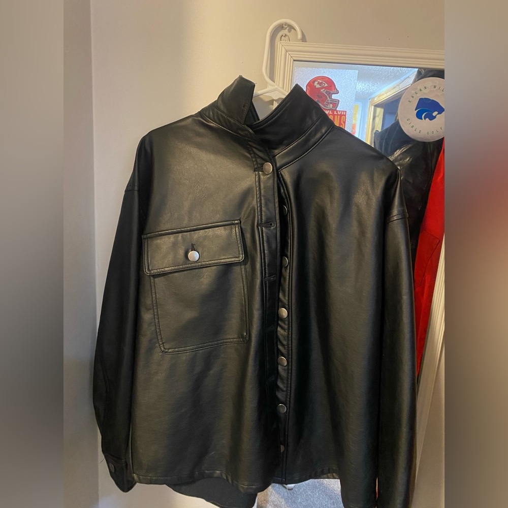 Cute oversized leather jacket